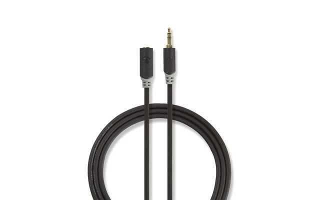 Cable de Audio Estéreo - Macho de 3,5 mm - Hembra de 3,5 mm - 5,0 m - Antracita